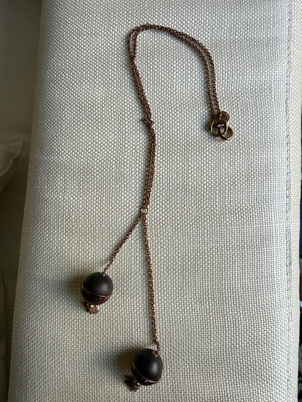 Marc by Marc Jacobs Long Rose Gold and Wood Tassel Necklace